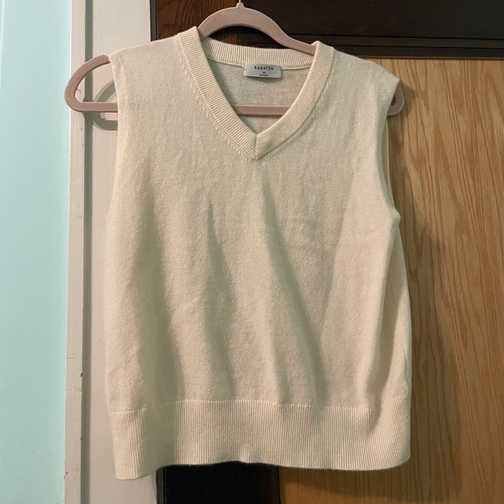 babaton aritzia cream cashmere sweater vest